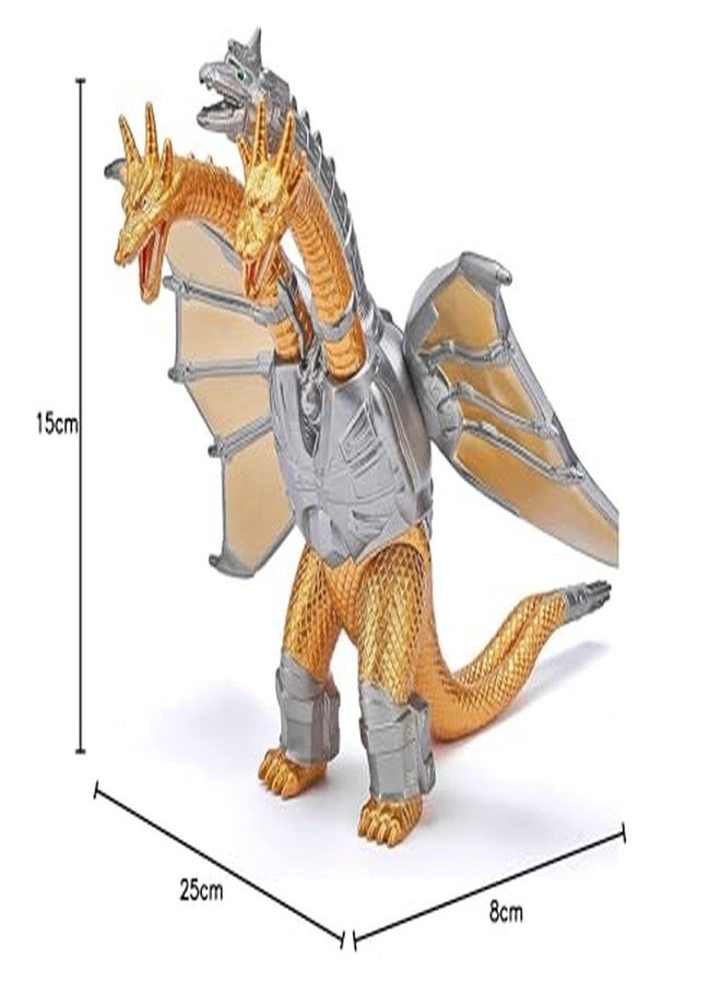 De-Lite™ Action Figures Soft Touch Vinyl Plastic Collectible Model Toys… (Mechanical Ghidorah 3-Headed - Gold/Silver, 15cm) - Image 4